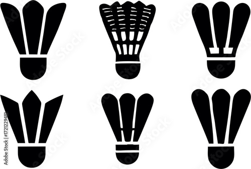 Quadro su tela Badminton shuttlecock icons set
