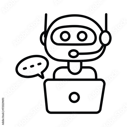 Chat Bot Ai doodle icon EPS 10 file