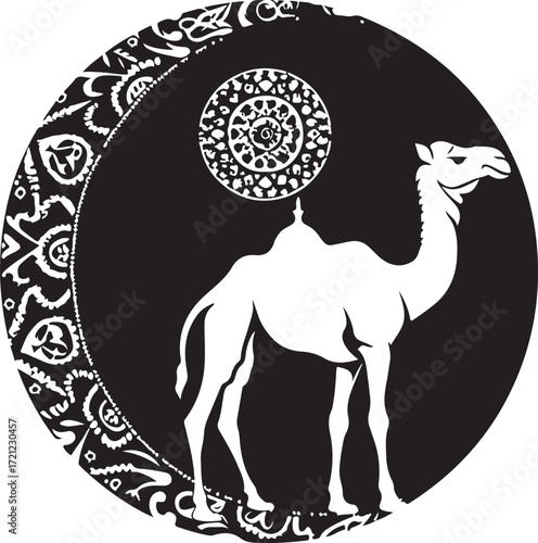 Arabian Camel Silhouette Vector Bundle | Desert Camel Moon Mandala SVG PNG EPS JPG Clipart