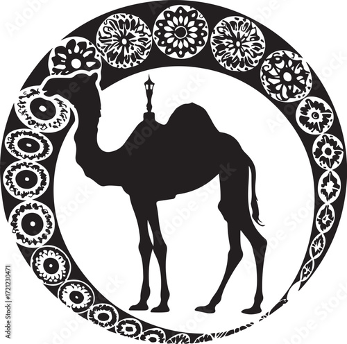 Arabian Camel Silhouette Vector Bundle | Desert Camel Moon Mandala SVG PNG EPS JPG Clipart