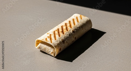 Delicious Grilled Burrito on Granite Counter Stock Photo