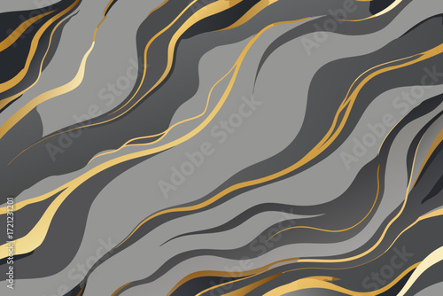 Abstract Swirling Gray and Gold Waves with Subtle Gradient Effect vector illustration