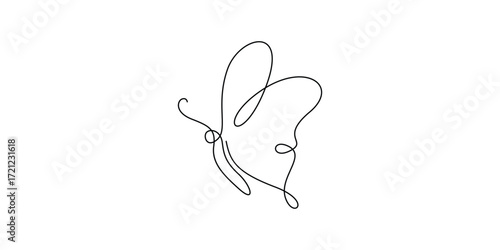 Continuous one line drawing of beautiful flying butterfly nature animal wildlife concept for beauty fashion spa vector illustration