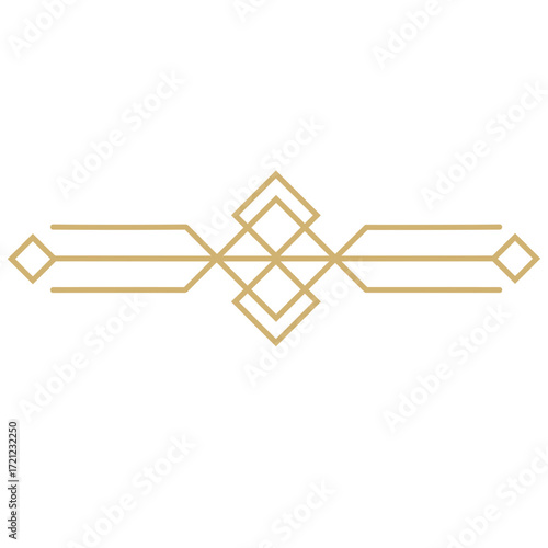 Elegant Geometric Art Deco Design with Golden Lines and Diamonds.
