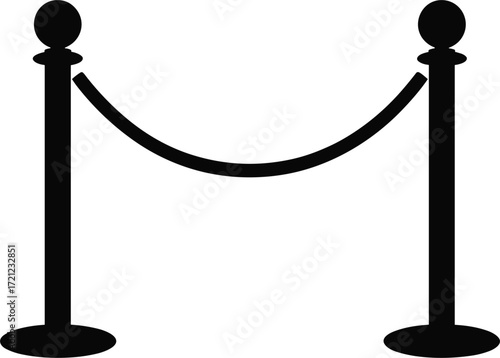 Stanchion Barrier Icon on White Background rope queue