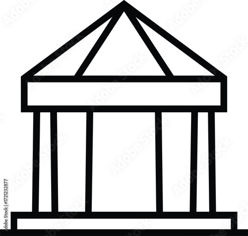 Simple Outline Icon of a Classical Building with Columns and Pediment architecture symbol