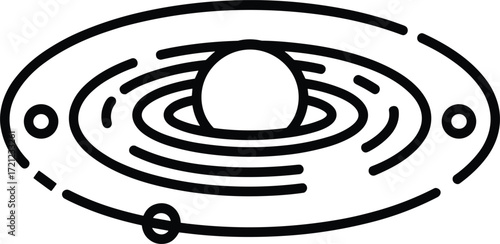 Stylized icon of a planet with orbiting rings Keywords: planet, space, orbit, rings, celestial