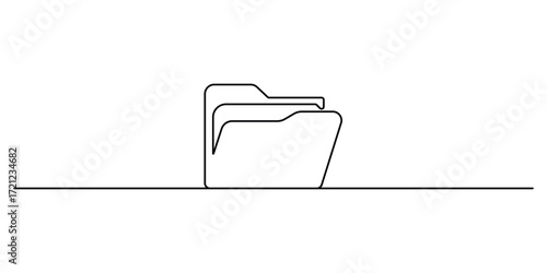 Continuous single line vector drawing of a folder. Outline documents background icon. Saving securities vector icon. Graphic illustration