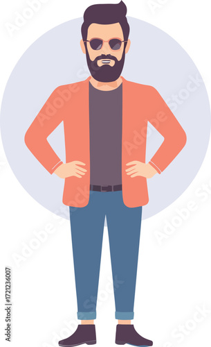 Man with beard and sunglasses in casual outfit illustration
