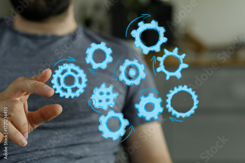 Stock photo of a man intera...