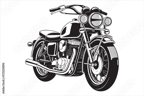 Biker Riding Vintage Motorcycle – Black and White Art