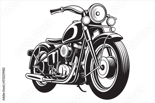 Biker Riding Vintage Motorcycle – Black and White Art