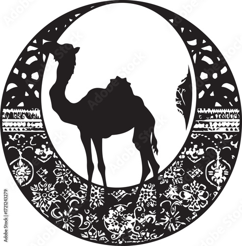 Arabian Camel Silhouette Vector Bundle | Desert Camel Moon Mandala SVG PNG EPS JPG Clipart