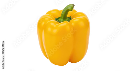 Single yellow bell pepper isolated PNG with Transparent Background
