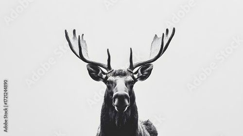 Digital illustration of a majestic deer with large antlers facing forward against a neutral background.
