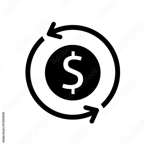 Money circulation icon vector on white background
