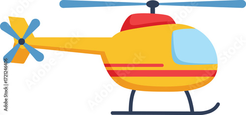 Bright yellow cartoon helicopter ready for adventure sky transportation fun flying aircraft for children isolated on transparent background