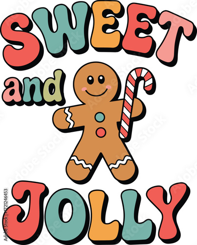 Sweet jolly gingerbread man for retro Christmas