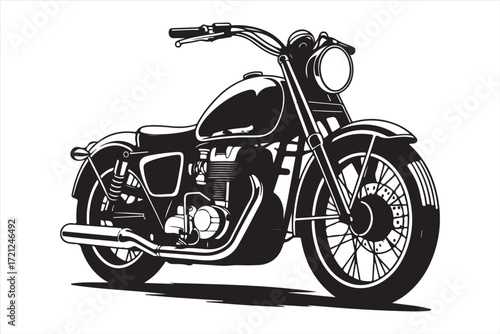Biker Riding Vintage Motorcycle – Black and White Art