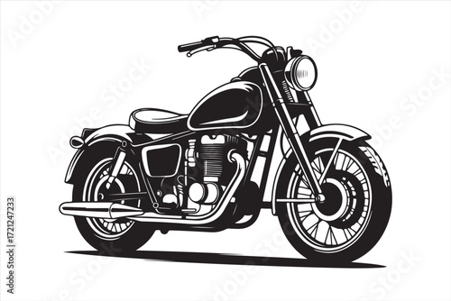 Biker Riding Vintage Motorcycle – Black and White Art