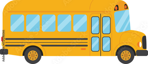 Bright yellow school bus transportation for students educational journey scene isolated on transparent background