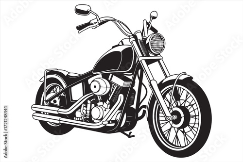 Biker Riding Vintage Motorcycle – Black and White Art