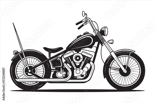 Biker Riding Vintage Motorcycle – Black and White Art