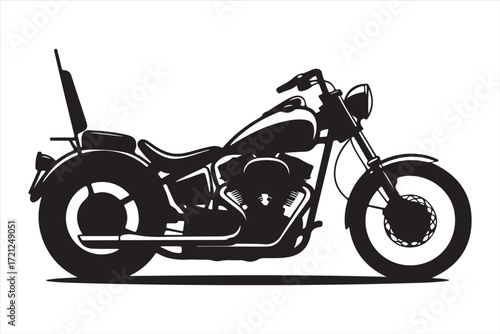 Biker Riding Vintage Motorcycle – Black and White Art