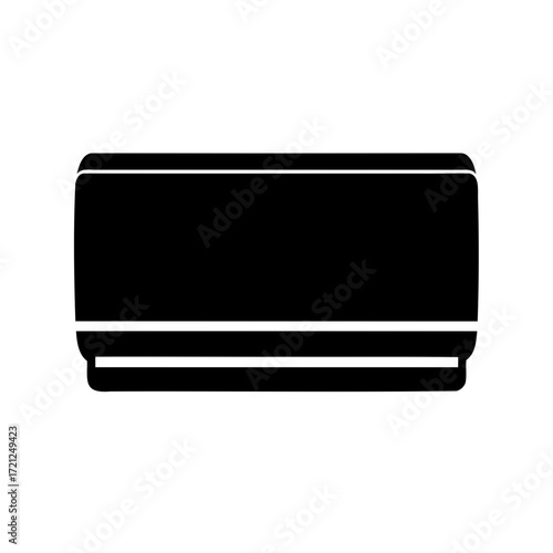 Black and White Minimalist Illustration of an Indoor Air Conditioning Unit