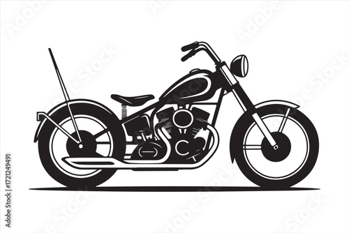 Biker Riding Vintage Motorcycle – Black and White Art