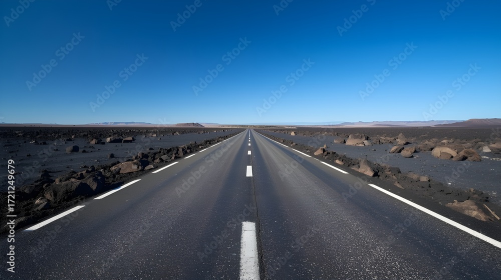 Naklejka premium Straight Road with Beautiful Nature Landscape View