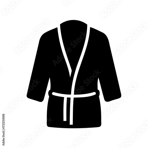 Simple black robe illustration with white trim and a belted waist
