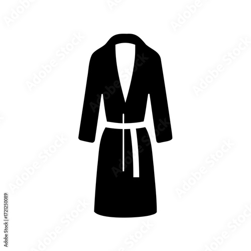 Black and white depiction of a tied robe on a white background