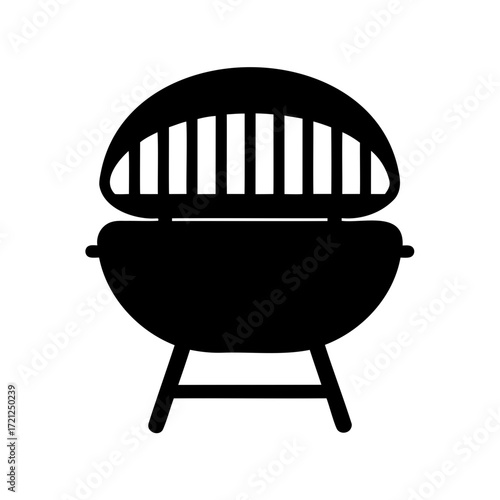 Simplified black and white grill silhouette suitable for barbecue or summer events