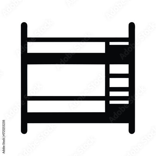 Stylized Icon of a Simple Bunk Bed Structure for Sleeping Arrangements