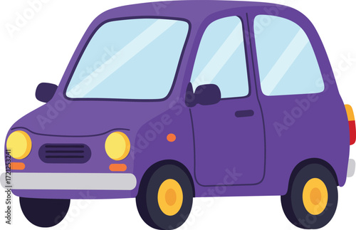 Charming purple cartoon car isolated for various design applications and educational purposes engaging young audiences isolated on transparent background
