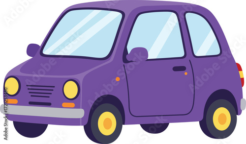Charming purple retro compact car for urban exploration and personal transportation fun isolated on transparent background