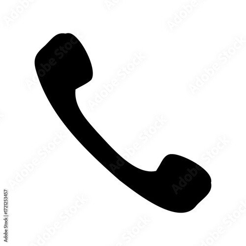Classic Telephone Handset Silhouette on White Background for Communication Designs