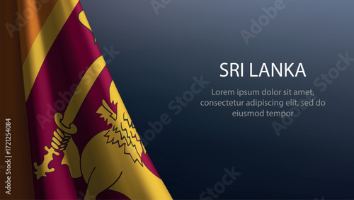 Sri Lanka flag with emblem on dark gradient background