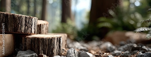 Wallpaper Mural Cut trees in a forest providing materials for wooden log cabin construction with a serene backdrop and ample copy space for design elements Torontodigital.ca