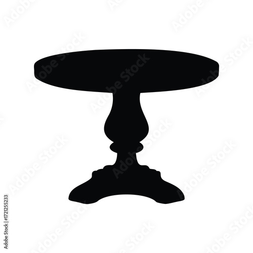 Elegant antique round table silhouette with ornate pedestal base design