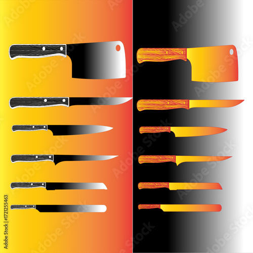 Sharp steel weapons vector illustration set