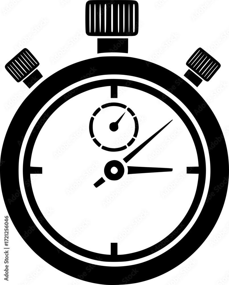 Obraz premium stopwatch timer stencil icon silhouette vector illustration.