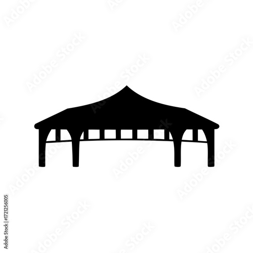 Black silhouette illustration of an outdoor canopy or tent on a white background