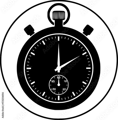 stopwatch timer stencil icon silhouette vector illustration.