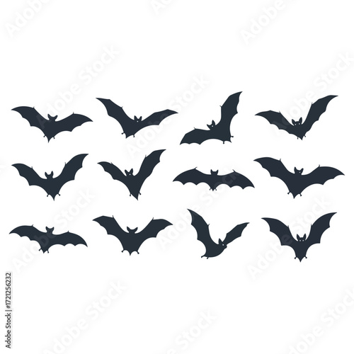 Silhouette Bats Flying in Formation.