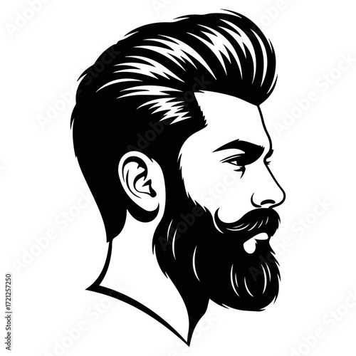 Stylish Man with Pompadour Hairstyle and Beard.