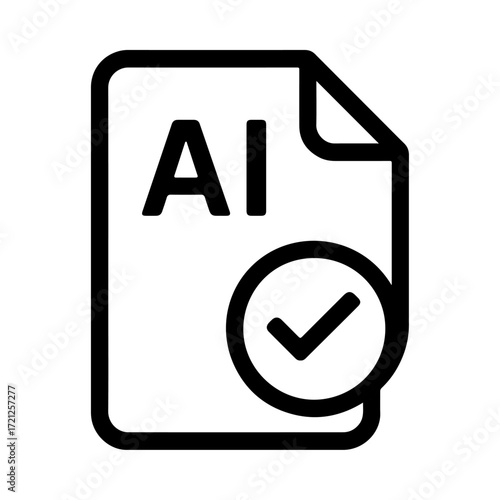 AI document outline, smart validation icon, intelligent verification interface, automated approval design, AI checkmark symbol, document validation system