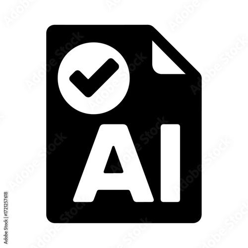 AI document verification icon, smart file validation system, intelligent document approval, automated quality check, machine learning verification, digital document AI

