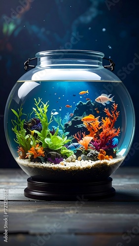 Colorful fish tank, underwater scene